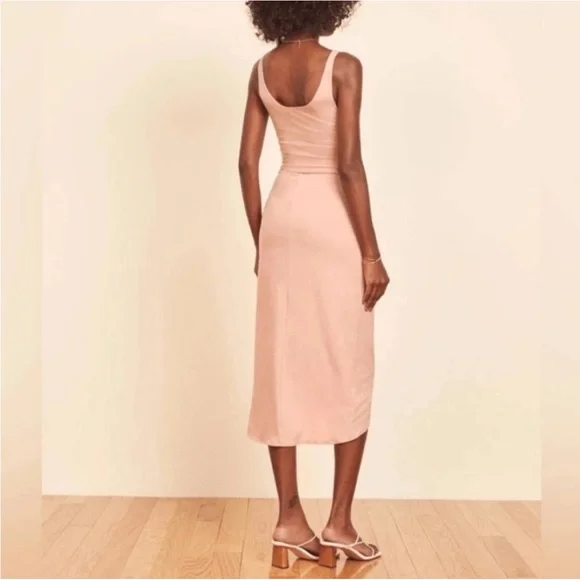 NWT Reformation Kaila Midi Wrap Dress in Blush - Picture 2 of 9